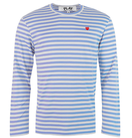 Comme des Garcons Play- Stripe T-Shirt Blue in Light Blue